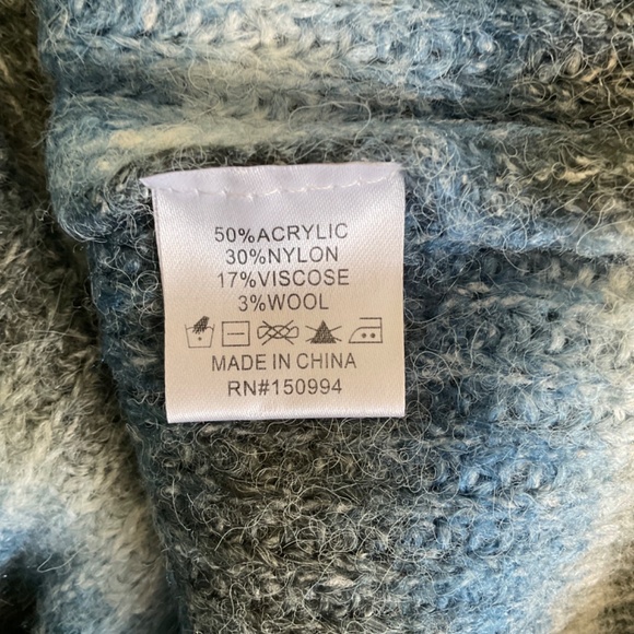 NWT Belle Belldini striped sweater wool blend ombré blue gray nautical boho L - Picture 4 of 16